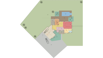 2D site plan with landscaping generated with Cedreo