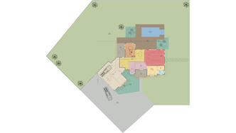 2D terreinplattegrond met landschapsarchitectuur gegenereerd met Cedreo