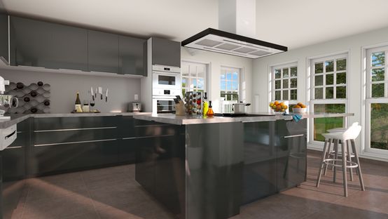 3D kitchen rendering generated with Cedreo