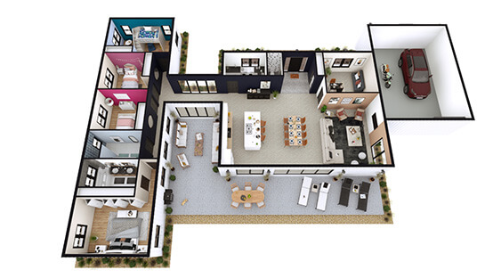 3d Floor plan designed with cedreo