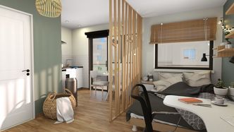 3d rendering of studio apartment