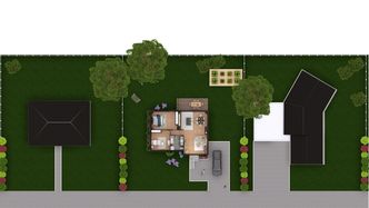 Mit Cedreo erstellter 3D Lageplan eines Wohngebiets