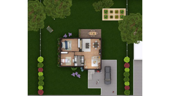 Rendered site plan designed with Cedreo