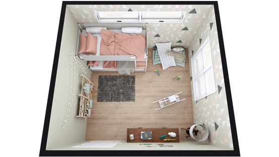 3D floor plan of a kidsroom designed with Cedreo