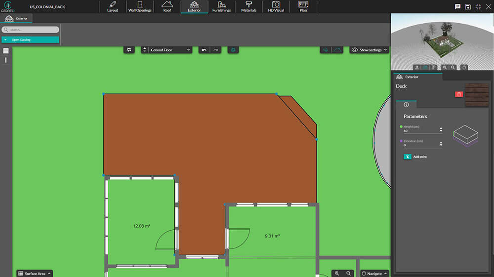 Cedreo UI shot set up your exterior space height