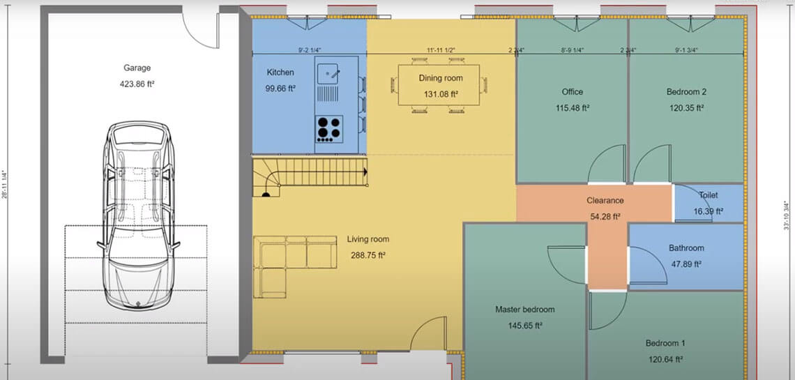 Example of a 2D floor plan designed with Cedreo
