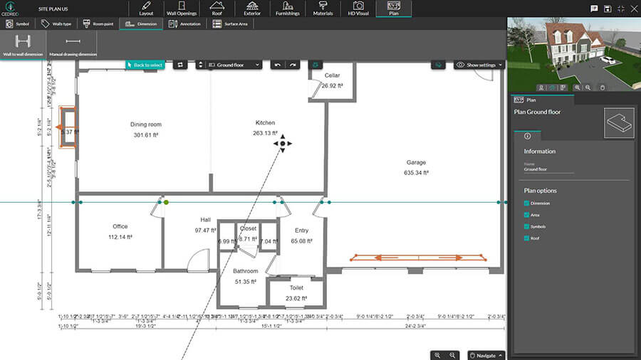 UI shot add dimension to your plan