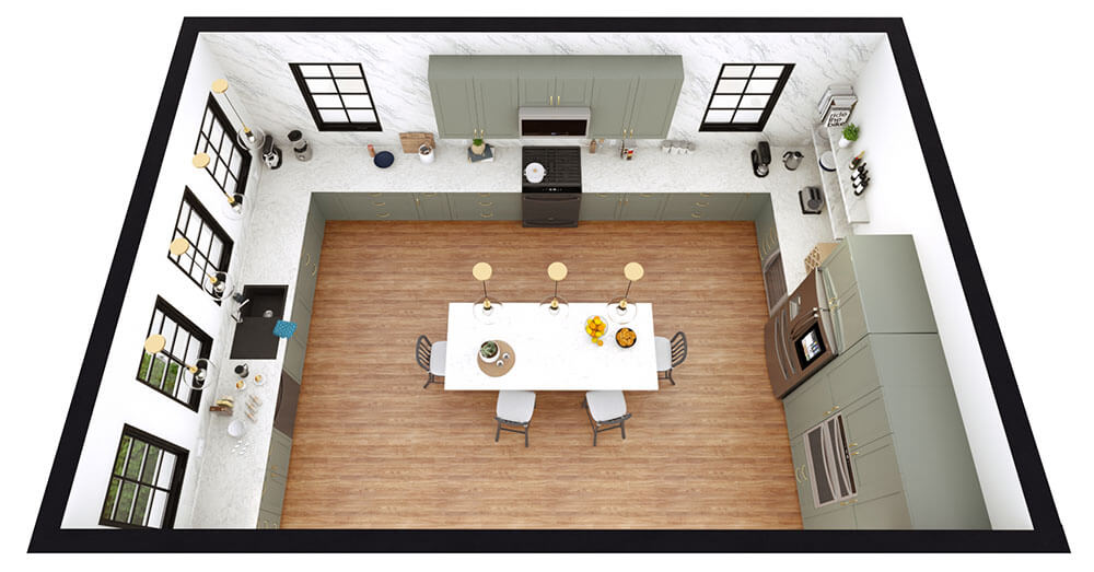 Kitchen 3D floor plan designed with Cedreo