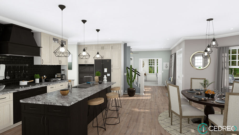 Kitchen 3D rendering created with Cedreo