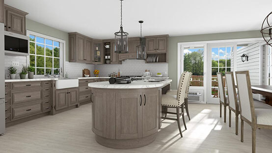 3D render of a farmhouse kitchen designed with Cedreo