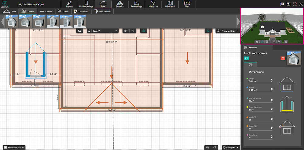 Cedreo UI shot customize exterior elements