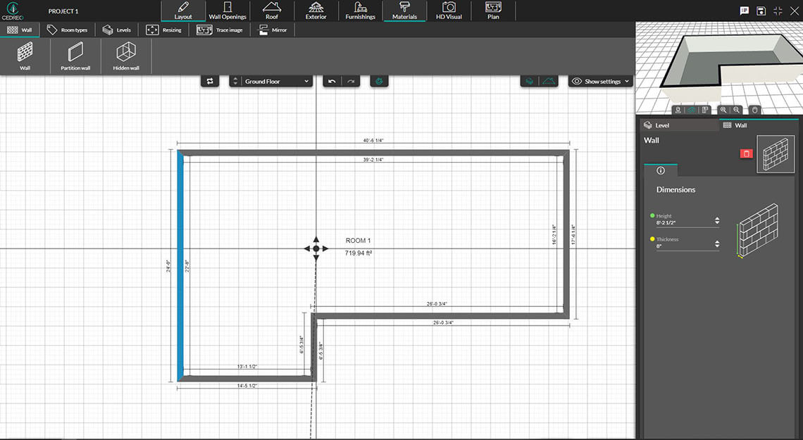 Captura de pantalla del paso Diseño en Cedreo