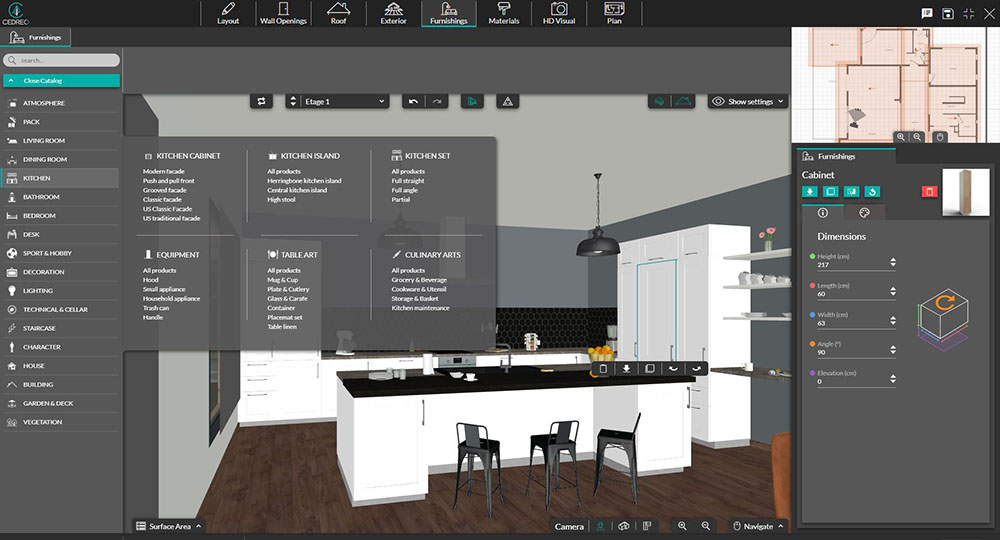 Cedreo view of a kitchen design