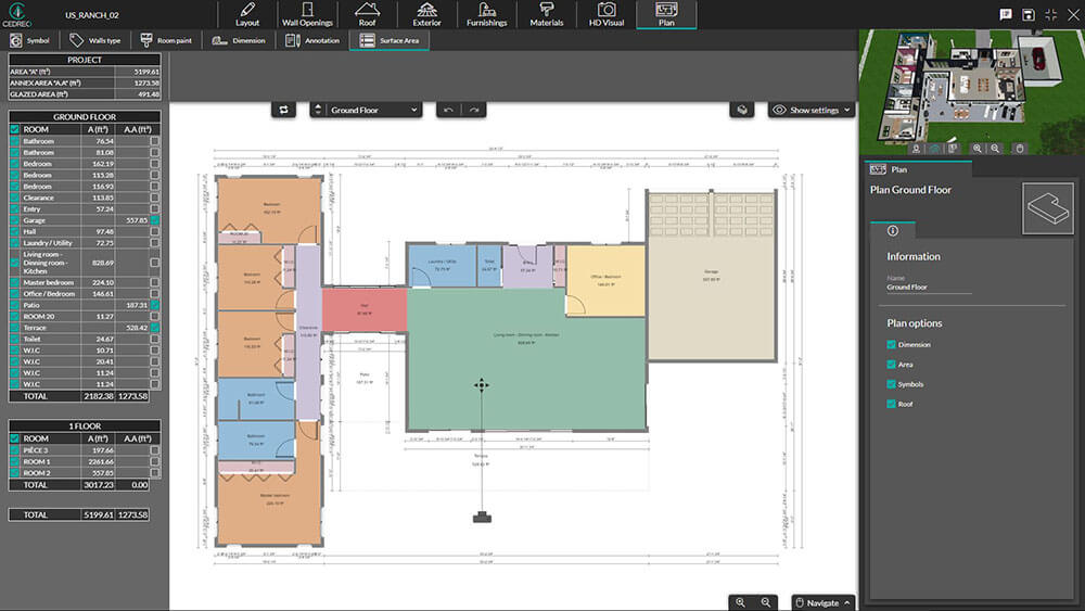 Cedreo UI shot of the floor plan step