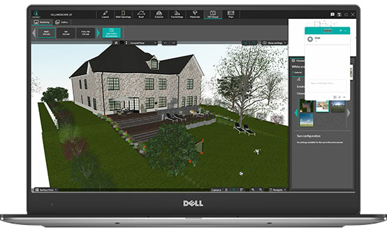 UI shot 3D landscape design with house