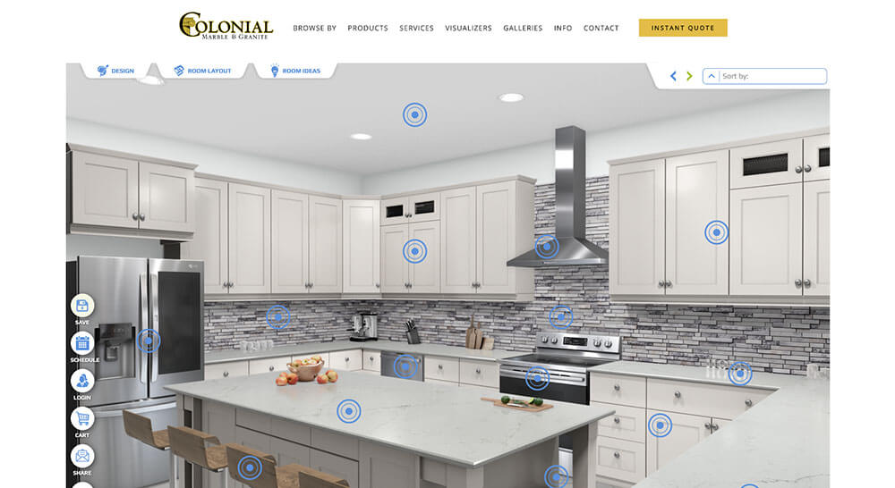 screenshot home page Colonial Kitchen Visualizer