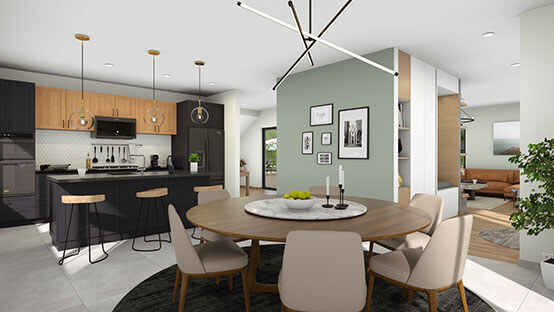 Dining Room 3D Rendering Created with Cedreo