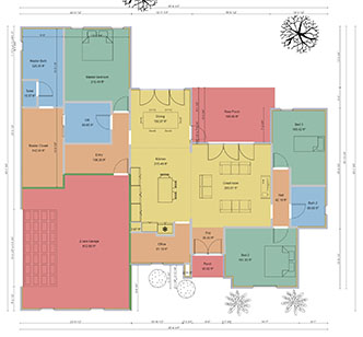 Plano 2D completo de la casa con medidas diseñado con Cedreo