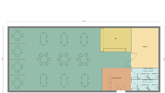 2D floor plan of a restaurant