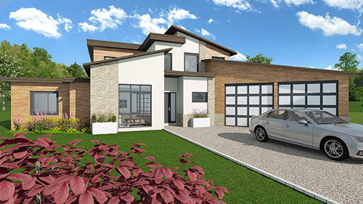 3D visual of a contemporary house designed with Cedreo