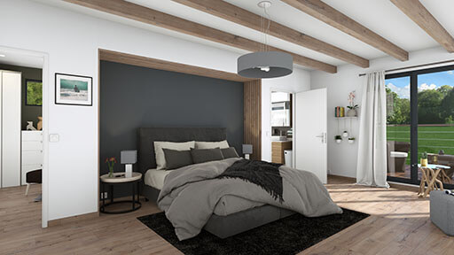 3D rendering of a master bedroom designed with Cedreo