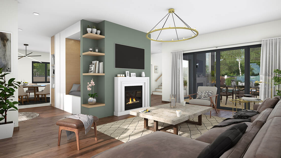 3D rendering of a modern living room