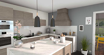 Kitchen rendering designed with Cedreo