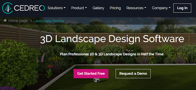 Screenshot website page Cedreo landscape design