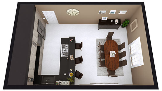 3D Kitchen Floor Plan