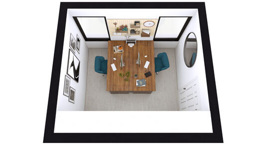 3D office floor plan created with mac