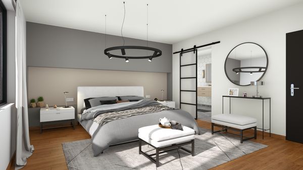 Master bedroom light layout 3D rendering made with Cedreo