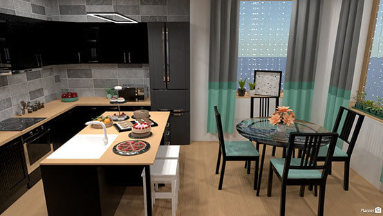 Mit Planner5D erstellte Visualisierung einer Küche