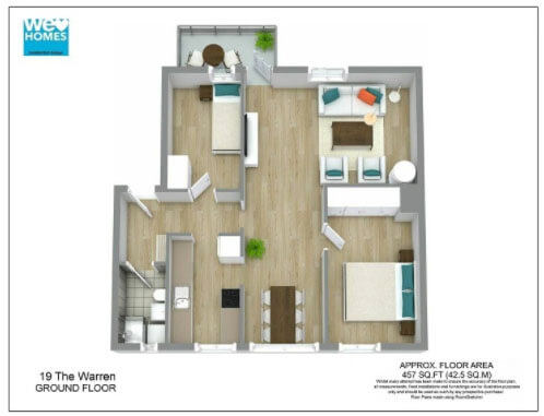 Mit Roomsketcher erstelltes 3D Grundriss