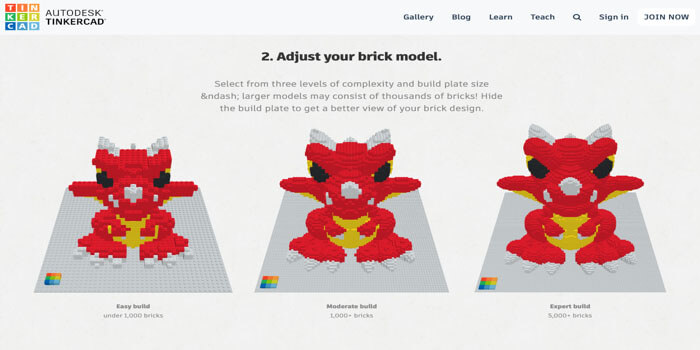 Screenshot home page TinkerCad