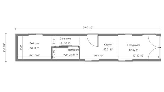 2D floor plan of a tiny house designed with Cedreo