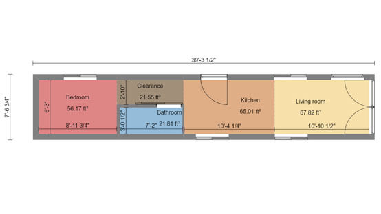 2d planos de casas contenedor con colores diseñados con Cedreo