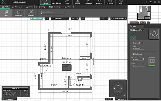 Cedreo UI shot bathroom floor plan drawing