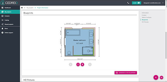 Cedreo UI shot download floor plan