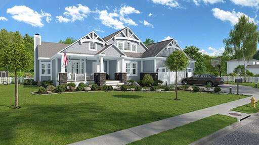 Exterior 3D rendering designed with Cedreo