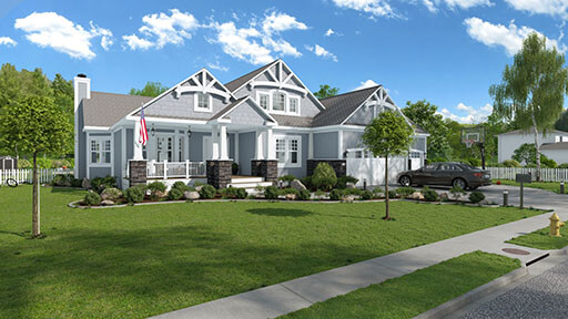 3D render of a craftsman house designed with Cedreo