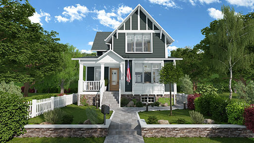 3D visual of a craftsman house designed with Cedreo