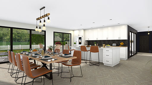 3D visual of a dining room designed with Cedreo