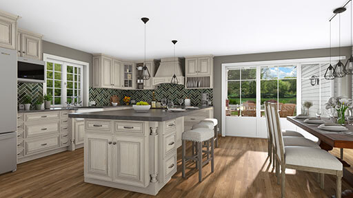 3D visual of a kitchen designed with Cedreo