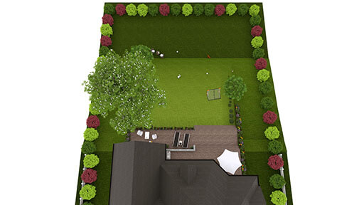 3D plan of a garden designed with Cedreo