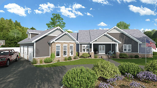 3D rendering of a Ranch house designed with Cedreo