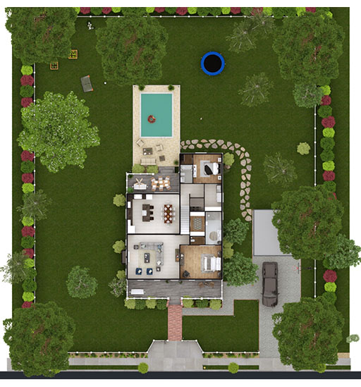 architectural site plan pencil renderings